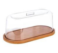 APS Vassoio in bambù con cappuccio, set composto da: - Vassoio in bambù 28 x 14 cm, altezza 1,5 cm, cappuccio in SAN 26 x 12 cm, altezza 10 cm