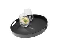 APS Vassoio in melamina nera antiscivolo con 2 manici e bordo impilabile, 35,5 x 35,5 cm, altezza 5 cm, nero