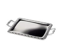 Vassoio APS "SCHÖNER ESSEN" - vassoio in acciaio inossidabile con bordo decorativo, manici pressofusi in zinco cromato, rivettati, 75 x 44,5 cm, rettangolare