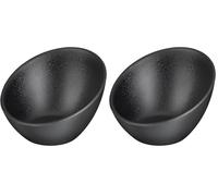 APS ZEN - Ciotola in melamina nera effetto pietra con un diametro di 10 cm e 7 cm di altezza (Confezione da 2)