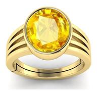 APSSTONE Anello per uomo e donna, con zaffiro giallo certificato da 4,00 ratti/3,25 carati, per uomini e donne, placcato oro, zaffiro, Placcato oro, Zaffiro