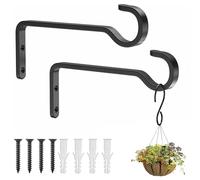 Apstaqeoo 2 staffe per cesti appesi, resistenti, in ferro battuto, con viti, ganci da giardino in metallo nero, staffa da parete per lanterna, fioriera, recinto, mangiatoia per uccelli (152 mm)
