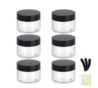 Apstaqeoo 6 barattoli vuoti in plastica da 100 ml, con coperchi neri, trasparenti, rotondi, per crema viso e cosmetici, con rivestimento interno, per scrub corpo, lozioni, polveri, unguenti, campioni,