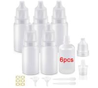 Apstaqeoo 6 flaconi contagocce in plastica da 50 ml, vuoti, comprimibili, contagocce per gli occhi, ricaricabili, piccoli flaconi con tappo, imbuto, etichetta, contagocce per olio essenziale