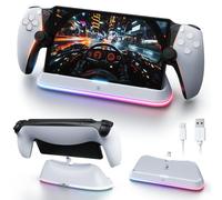 APTGAME Stazione di ricarica per PlayStation Portal Remote Player, supporto per portale PS con 7 modalità di luce RGB, PS5 Portal Stazione di ricarica portatile con connettore magnetico e cavo di