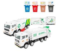 AptoFun Set di Giocattoli per Camion della Spazzatura 1:55 - 1 Camion a Frizione Con 4 Mini Bidoni