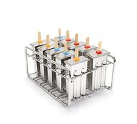 ApuaVireo&Co 10 stampi for ghiaccioli in acciaio inox, porta bastoncini for ghiaccioli, produttori di ghiaccioli con vassoio a doppia fessura