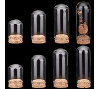 ApuaVireo&Co 8 pezzi di campana di vetro in 4 misure, con base in sughero, bottiglie di vetro, barattoli decorativi, espositori da 17/30/35/40 ml