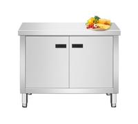 ApuaVireo&Co Banco da lavoro da cucina in acciaio inossidabile con mobili, lavello indipendente con armadietti e piedini regolabili(80x50x80cm/31.5x19.7x31.5)