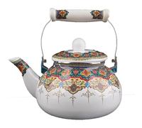 ApuaVireo&Co Bollitore da tè smaltato floreale colorato, teiera con manico ergonomico, senza fischietto, arredamento for la cucina(B)