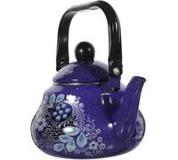 ApuaVireo&Co Bollitore for il tè in smalto floreale blu, teiera con manico pieghevole, bollitore for l'acqua motivo a pavone, 1,5 l