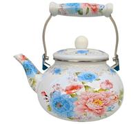 ApuaVireo&Co Bollitore for il tè in smalto, teiera for caffè e acqua in acciaio smaltato floreale da 2,5 l con manico in ceramica for fornello, senza fischio