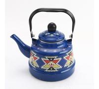 ApuaVireo&Co Bollitore for il tè smaltato, teiera smaltata retrò for fornello, for caffè e acqua in acciaio con manico, motivo geometrico ad albero for la cucina di casa(Blue 1.1l)