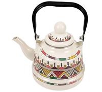 ApuaVireo&Co Bollitore for il tè smaltato, teiera smaltata retrò for fornello, for caffè e acqua in acciaio con manico, motivo geometrico ad albero for la cucina di casa(White 2.5l)