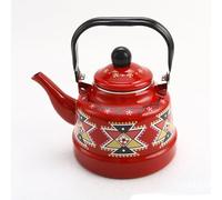 ApuaVireo&Co Bollitore for il tè smaltato, teiera smaltata retrò for fornello, for caffè e acqua in acciaio con manico, motivo geometrico ad albero for la cucina di casa(Redb 2.5l)