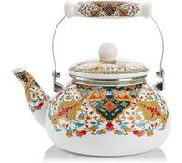 ApuaVireo&Co Bollitore for il tè, teiera smaltata da 2,5 l, floreale, adatta for fornelli(A)