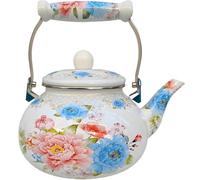 ApuaVireo&Co Bollitore smaltato, grazioso bollitore da cucina for fornelli, capacità 2,6 litri, teiera floreale