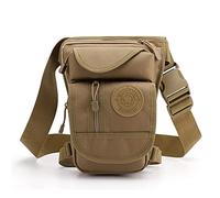 ApuaVireo&Co Borsa da gamba a tracolla in nylon for uomo, marsupio da motociclista, cintura da gamba, marsupio da viaggio(Khaki)