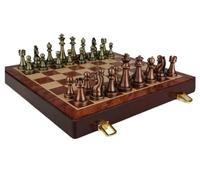 ApuaVireo&Co Giochi Scacchi Internazionali Set di in Metallo Alta Qualità Scacchiera da Viaggio Pieghevole in Legno Ornamenti Retro