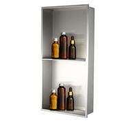 ApuaVireo&Co Nicchia doccia, Nicchia doccia da incasso a 2 livelli in acciaio inox 304 quadrata for bagno multicolore(Silver)