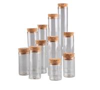 ApuaVireo&Co Provette in vetro con tappo in sughero, confezione da 12 provette in vetro con tappo in sughero da 15-60 ml for lavori fai da te(100ml)