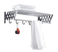 ApuaVireo&Co Stendibiancheria estensibile, stendibiancheria retrattile da parete, stendibiancheria pieghevole in acciaio inossidabile, telescopico, 6 barre(70cm/27.6in)