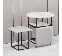 ApuaVireo&Co Tavolino da caffè ottomano 5 in 1, seduta a cubo impilabile con rotelle girevoli e scrivania laterale, tavolino in similpelle mobile, for soggiorno, ufficio domestico(Black Desktop,Light