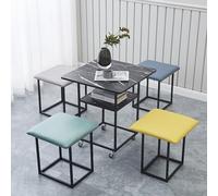 ApuaVireo&Co Tavolino impilabile 5 in 1, sgabelli impilabili, pouf impilabile e tavolino da caffè, set da 5 pezzi, sedia a cubo con rotelle girevoli, sgabello for soggiorno, ufficio domestico(A Square