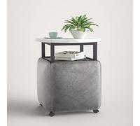 ApuaVireo&Co Tavolino impilabile 5 in 1, sgabelli impilabili, pouf impilabile e tavolino da caffè, set da 5 pezzi, sedia a cubo con rotelle girevoli, sgabello for soggiorno, ufficio domestico(Grey,Whi