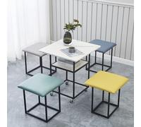 ApuaVireo&Co Tavolino impilabile 5 in 1, sgabelli impilabili, pouf impilabile e tavolino da caffè, set da 5 pezzi, sedia a cubo con rotelle girevoli, sgabello for soggiorno, ufficio domestico(A Square