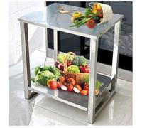 ApuaVireo&Co Tavolo da lavoro in acciaio inossidabile a due livelli for uso domestico, facile da montare e smontare, finitura spazzolata con viti in metallo.(31.5x17.7x27.6in)