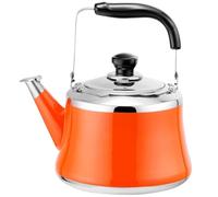 ApuaVireo&Co Teiera in acciaio inossidabile con infusore, grazioso bollitore for l'acqua, potente fischietto for fornelli a induzione/gas, for tè, caffè, latte(Orange,1L)