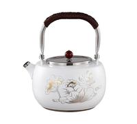 ApuaVireo&Co Teiera in acciaio inossidabile da 1200 ml con infusore rimovibile, acqua for tè retrò for erbe e infusi(White)