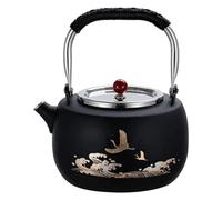 ApuaVireo&Co Teiera in acciaio inossidabile da 1200 ml con infusore rimovibile, acqua for tè retrò for erbe e infusi(Black)