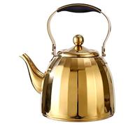 ApuaVireo&Co Teiera in acciaio inox da fornello con infusore, ideale for preparare il tè in foglie, stile minimalista, oro(1L)
