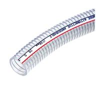 ApuaVireo&Co Tubo flessibile in PVC con elica in filo di acciaio, diametro interno 38 mm, tubo flessibile trasparente, lunghezza 1 m, con 2 morsetti, tubo di collegamento for pompa(Wall Thickness 5mm)