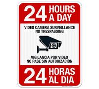 Apular Targa in metallo 30,5 x 40,6 cm, 23 ore al giorno, videocamera di sorveglianza con scritta in inglese "No Trespassingual Sign No Trespassingual Sign Home Decor Wall Gift Birthday Garden Yard