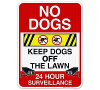 Apular Targa in metallo con scritta in lingua inglese "For No Dogs Keep Dogs Off The Lawn 24 Hour Surveillance", decorazione da parete per casa, regalo di compleanno, giardino, cortile, targa vintage