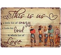 APULAR Targa in metallo con scritta in lingua inglese "This is us a little bit of craz", in metallo, decorazione per la casa, 20,3 x 30,5 cm