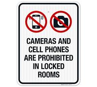 Apular Targa in metallo da 20,3 x 30,5 cm, con scritta "Cameras and Cell Phones are Prohibited in Locker Rooms", decorazione per la casa, decorazione da parete, regalo di compleanno, giardino, cortile