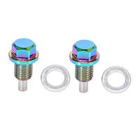 Aputoxz Accessorio 2 Set M12x1.5 Multicolore Magnetico Tappo di Scarico Olio Sump Pan Dado Bullone Vite con Guarnizioni Auto