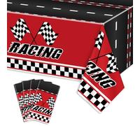 APUXXJUPA 4 pezzi di tovaglie per auto da corsa - tovaglie rettangolari a scacchiera per auto da corsa per feste di ragazzi, baby shower, 130 x 220 cm