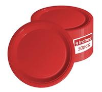 APUXXJUPA Piatti di carta fosforescenti al buio, 50 pezzi, 23 x 23 cm, piatti di carta per feste (rosso)