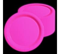 APUXXJUPA Piatti di compleanno fosforescenti al buio, 50 pezzi, 23 x 23 cm, rosa acceso, piatti di carta per feste per feste al neon Glow