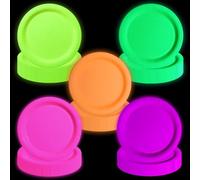 APUXXJUPA Set di 100 piatti di carta usa e getta che si illuminano al buio, 5 colori neon, piatti di carta usa e getta per decorazioni per feste di Halloween, 23 x 23 cm