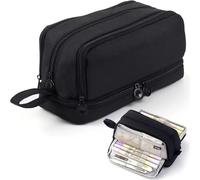 APVPOPOKGM Astuccio multiscomparto for studenti, for il ritorno a scuola, grande capacità, impermeabile, carino, cancelleria coreana for la scuola(Black 1PC)