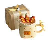 APVPOPOKGM Tazza creativa for pane francese, tazza for la colazione con latte e cucchiaio, tazza for il tè pomeridiano e caffè