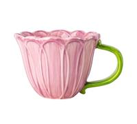 APVPOPOKGM Tazza da colazione vintage a forma di fiore, tazza da caffè in ceramica, tazza da acqua, tazza da caffè for uso domestico, stile rustico(Pink 1PC)