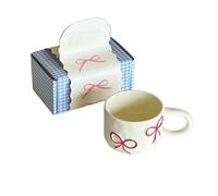 APVPOPOKGM Tazza in ceramica con fiocco in rilievo color crema, tazza for la colazione con semplicità francese, tazza da caffè for uso domestico, con scatola
