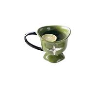 APVPOPOKGM Tazza semplice in ceramica con stella e manico grande, tazza da caffè, tazza da latte, tazza da colazione, tè for uso domestico(B green)